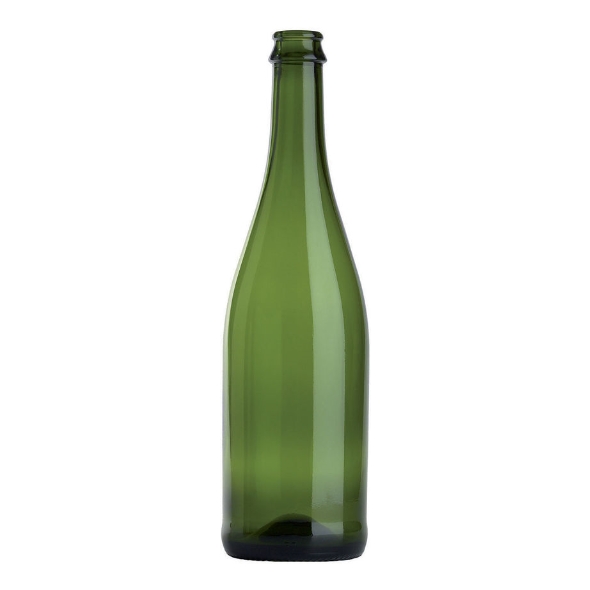 Photo d'une bouteille vide de cidre de 75 cl de teinte verte