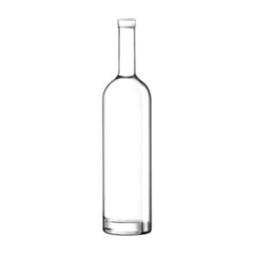 Photo d'une bouteille vide de spiritueux de teinte blanche