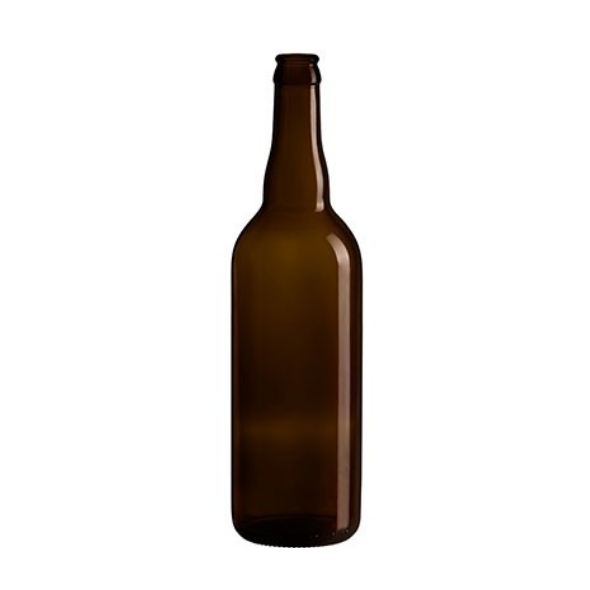 Photo d'une bouteille vide de bière de 75 cl de teinte ambrée