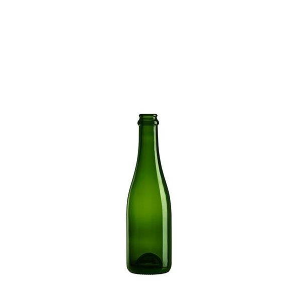 Photo d'une bouteille vide de cidre de teinte verte