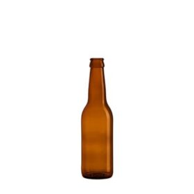 Photo d'une bouteille vide de cidre de 33 cl de teinte jaune