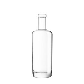 Photo d'une bouteille vide de spiritueux de teinte blanche