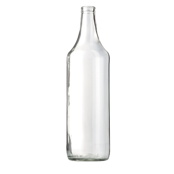 Photo d'une bouteille vide de cidre de teinte blanche