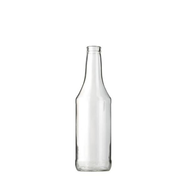 Photo d'une bouteille vide de cidre de 50 cl de teinte blanche