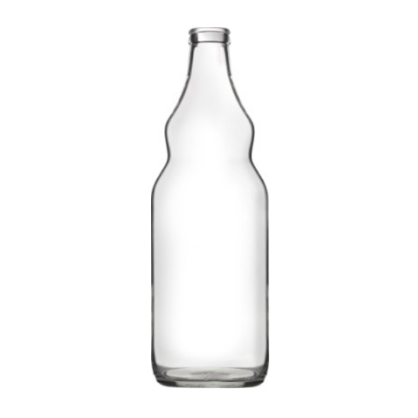 Photo d'une bouteille vide de cidre de 75 cl de teinte blanche